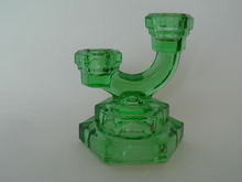 Candleholder green Art deco Riihimäen lasi SOLD OUT