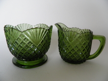 Creamer and Sugar Bowl green Riihimäen lasi SOLD OUT