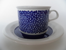 Faenza Tea cup and Saucer blue Flowers SOLD