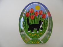 Cat and Tulips Glass Card Iittala 