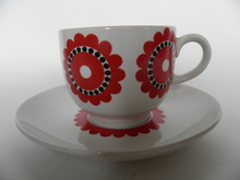 Coffee Cup and Saucer red Flower Arabia SOLD OUT