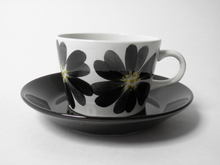 Coffee Cup and Saucer black-grey flower Arabia SOLD OUT