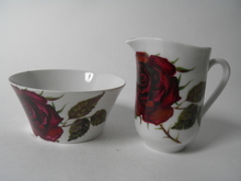 Rose Sugar Bowl and Creamer Arabia SOLD OUT