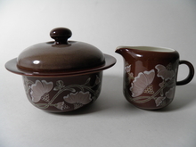 Kastanja Creamer and Sugar Bowl Arabia