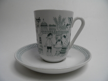 Emilia Cocoa Cup And Saucer green SOLD OUT