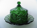 Butter Plate lidded green Riihimäen Lasi