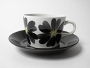 Coffee Cup and Saucer black-grey flower Arabia SOLD OUT