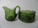 Creamer and Sugar Bowl green Riihimaki Glass SOLD OUT